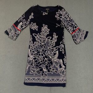 Enfocus Studio Dress Womens Size 8 Floral Print 3/4 Sleeve Sheath Church Career